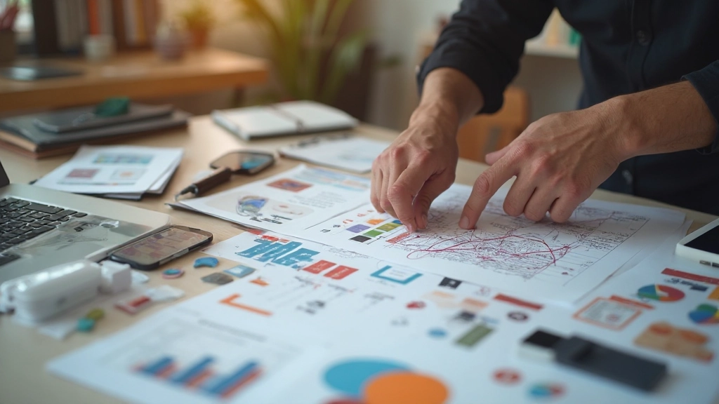 Designer profissional esboçando layouts de wireframe em tablet digital com stylus pen em ambiente de trabalho moderno